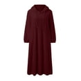 thumbnail image 4 of Prolriy Robe à Manches Longues pour Femmes Robe Décontractée Solide en Peluche à Capuche Robe Ample avec Poche Chandail Robe Chandail Chandails Robes pour Femmes Rouge XXXXXL, 4 of 4