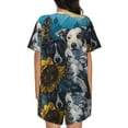 thumbnail image 6 of Fuzoiu Sunset Sunflower Dog Print Women's Short-Sleeved Pajama Set,Lounge Sleepwear Set,Womens Pajama Sets 2 Piece,Button-Up Top and Shorts with Pockets-XX-Large, 6 of 7