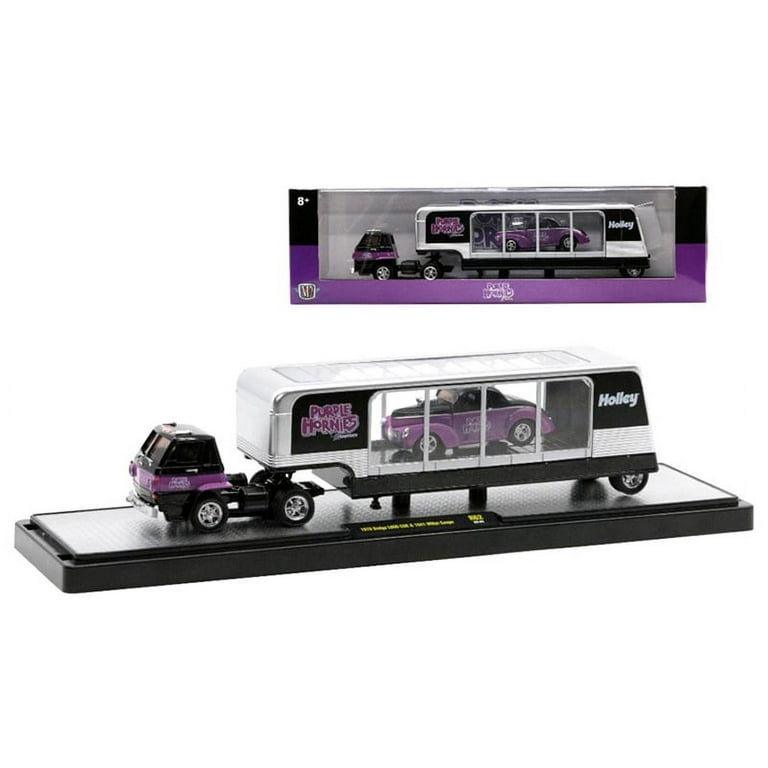 M2マシーン 1970 ダッジCOE & 1941 ウィリス・クーペ・ガッサー M2 Machines Auto-Haulers Release 62 - Purple Hornies - 1970 Dodge
