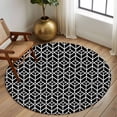 thumbnail image 3 of Geometric Round Rug 6ft Washable Circle Kitchen Rugs Non Slip Modern Abstract Lines Texture Black Large Area Rug Indoor Floor Carpet for Bedroom Living Room Home Office Dining Room Nursery, 3 of 7