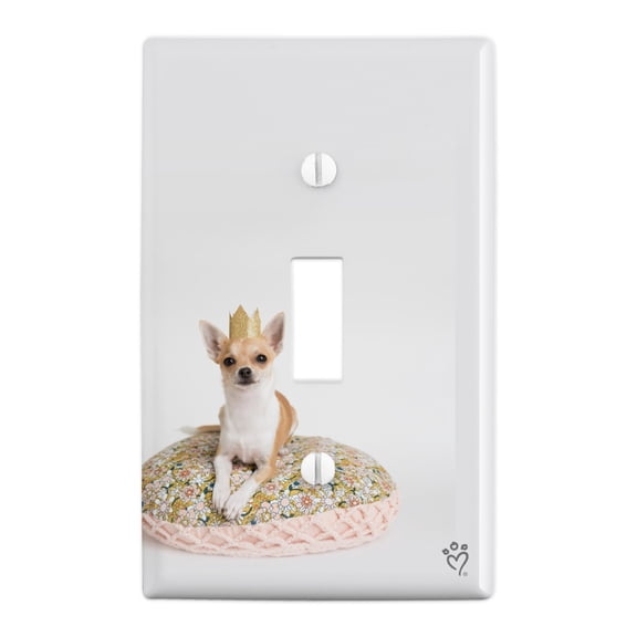 Chihuahua Cushion King Puppy Dog Plastic Wall Decor Toggle Light Switch Plate Cover