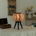 thumbnail image 6 of Modern Black, Natural Bamboo Candle Decorative Trellis Design Lantern with Stand, 6 of 7