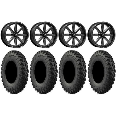 MSA Milled Boxer 18 ATV Wheels 35 MotoRally Tires Can-Am Commander Maverick Renegade Outlander Defender