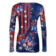 thumbnail image 6 of Women’s Long Sleeve Crewneck Top with Dog and Butterfly Print Ribbed Knit Casual Pullover for Daily Wear Blue S, 6 of 7