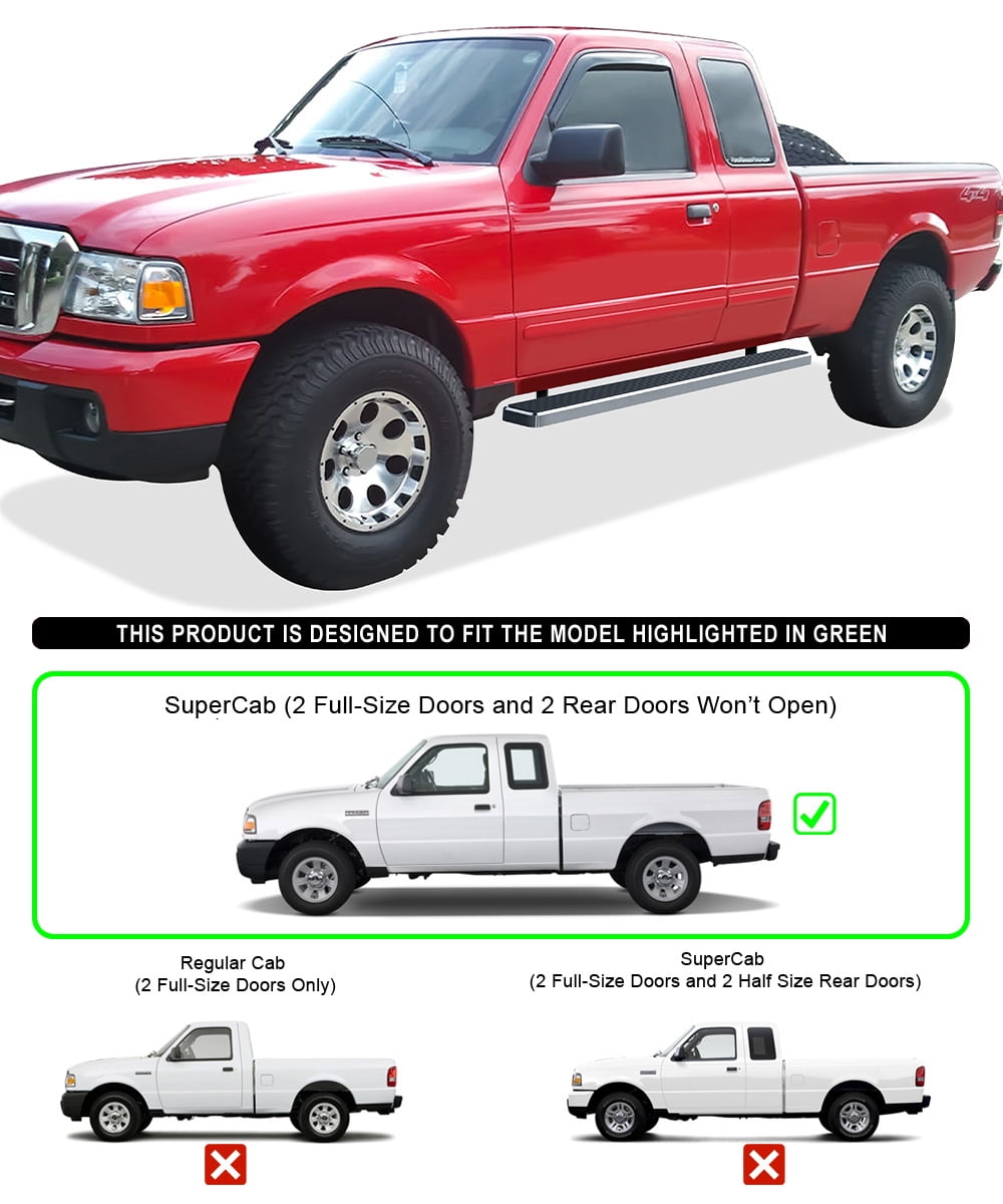 APS Running Boards 5 inches Compatible with Ford Ranger Mazda B-Series 1998-2011 Super Cab 304 Stainless Steel (Nerf Bars Side Steps Side Bars)