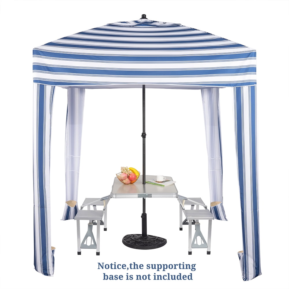 Kadyn 6 x 6Ft Square Shelter Tent, Fabric Beach Awning for Outdoor, Blue And White Stripes Kadyn 6 x 6Ft Square Shelter Tent, Fabric Beach Awning for Outdoor, Blue And White Stripes