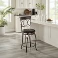 thumbnail image 2 of Linon Hearst Circles Back Counter Stool, 24" Seat Height, Brown and Black Finish with Brown PVC Fabric, 2 of 11