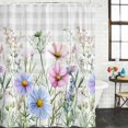 thumbnail image 3 of Spring Floral Waterproof Fabric Shower Curtain,Wildflowers Herbs Summer Botanical Plaid Waterproof Fabric Shower Curtain for Bathroom Curtains Bathtubs Shower Curtains with 12 Hooks Extra Long 72x96, 3 of 8