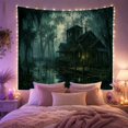 thumbnail image 2 of Farmhouse Beside a Foggy Swamp with Windmill and Bridge, Eerie Rustic for Nature Lovers, Wetland Home Decor, Housewarming Gift, Tapestry Wall Hanging for Bedroom and Den, 2 of 7