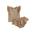 thumbnail image 1 of Gupgi 2Pcs Summer Baby Girl Clothes Sets Infant Newborn Flying Sleeve Cotton Top Ruffle Shorts, 1 of 8
