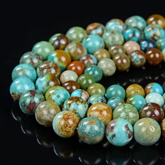 Natural Turquoise Gemstone Round 4MM 5MM 6MM 8MM Round Loose Beads 15.5 Inch by Classy jewels