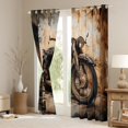 thumbnail image 3 of Feelyou Vintage Rustic Motorcycle Blackout Curtains Set of 2 (52x84 Each), Farmhouse Vehicle Window Curtains, Brown Retro Watercolor Curtains and Drapes, Black Out Curtains Decor, 3 of 6