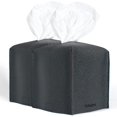 thumbnail image 1 of HAHDAXIA 2 Pcs Tissue Box Cover, Modern Square Cube Covers PU Leather Tissue Storage Box Cover for Home Bathroom Countertop Office Decor (Black), 1 of 7