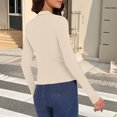 thumbnail image 5 of Stichou Womens Button Down Ruched Blouse 2026 Long Sleeve V Neck Shirts Slim Fit Going Out Tops Fashion Y2K Clothes Beige S, 5 of 5
