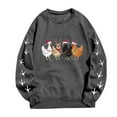 thumbnail image 4 of ZXLBBD Christmas Oversize Women Long Sleeve Crewneck Sweatshirts Chicken Printed Lightweight Sweatshirts Top Casual Outdoor Relaxed Fit Daily Wear, 4 of 5