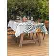 thumbnail image 2 of Outdoor Tablecloth with Umbrella Hole and Zipper, Floral Eucalyptus Leaves Rectangle Table Cloth 60x102 Inch Waterproof Tablecloth, Summer Botanical Watercolor Daisy Picnic Table Cover for Patio, 2 of 7