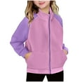 thumbnail image 3 of Fall/Winter Saving! HVOBTTY Toddlers Short Sweatshirt, Kids Fall and Winter Coats, Kids' Casual Long Sleeve Raglan Color Block Fleece Warm Lined Thick Sweatshirt Jacket Pink, 8-9 Years, 3 of 5