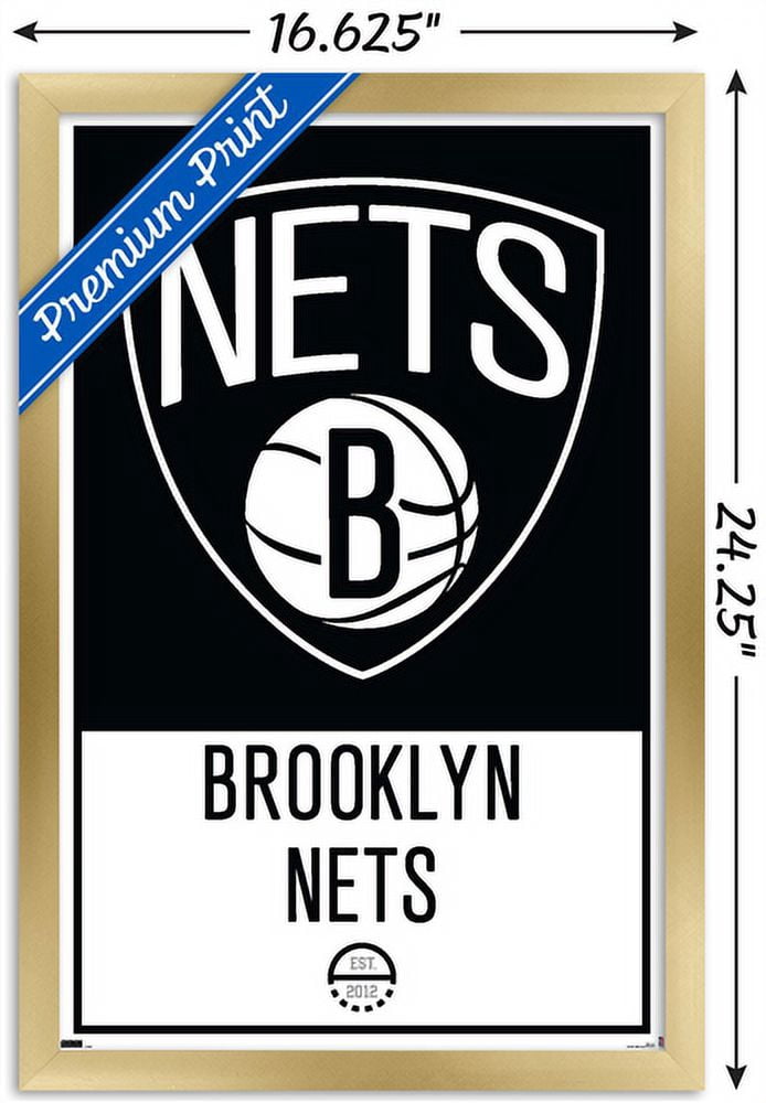 NBA Brooklyn Nets - Logo 21 Wall Poster, 14.725" x 22.375", Framed