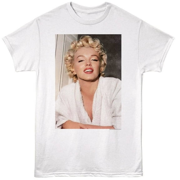 Marilyn Monroe Bathrobe Pout Men's T Shirt (White, Adult3XL)