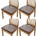 thumbnail image 3 of 4Pcs Chair Seat Cover Waterproof Seat Slipcover PU Leather Chair Seat Cushion Protector Cover Removable Wedding Banquet Square Chair Cover for Dining Room Home Kitchen, 3 of 11