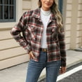 thumbnail image 2 of Futezty Plaid Flannel Shirt Long Sleeve Collar Button Down Blouses Tops for Women, 2 of 5