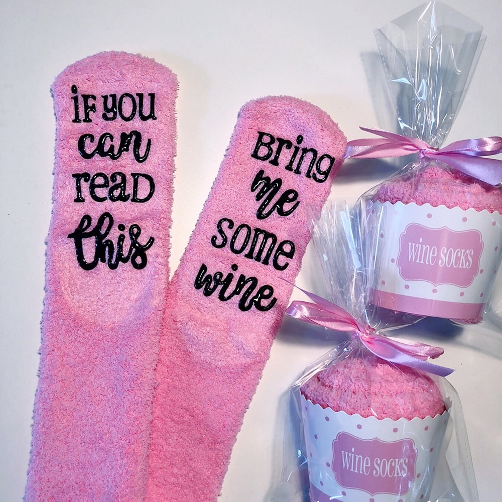 Details about   “If You Can Read This Bring Me Some Wine” Women Funny Socks Cupcake Gifts Warm 