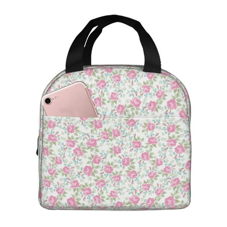 Insulated Lunch Bag for Women Men - Pink floral Leakproof Cooler Lunch Box for Women Men  Lunch Tote Bags for Work School Picnic Travel
