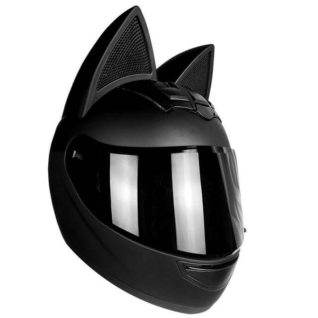Casco de seguridad Casco de motocicleta con orejas de gato, casco integral, cómodo y transpirable, para hombres y mujeres, para todas las estaciones