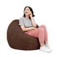 thumbnail image 1 of Jaxx Pouf Rond de 3 Pieds avec Housse Amovible, Enfants, Chocolat (Ensemble de 1), 1 of 5