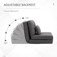 thumbnail image 6 of Convertible Flip Chair, Floor Lazy Sofa, Folding Upholstered Couch Bed with Adjustable Backrest, Metal Frame and Pillows for Living Room Bedroom, Dark Gray, 6 of 16