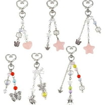 6 Styles keychains Aesthetic Keychain Charms Heart Keychain Star Butterfly Key Chains Bag Purse Charms for Women Handbag Backpacks Decoration DIY Jewelry Crafts Making