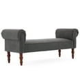 thumbnail image 3 of Christopher Knight Home 59" Upholstered Ottoman Bench, Rolled Arms, End of Bed Bench with Wooden Legs, Gray, 3 of 8