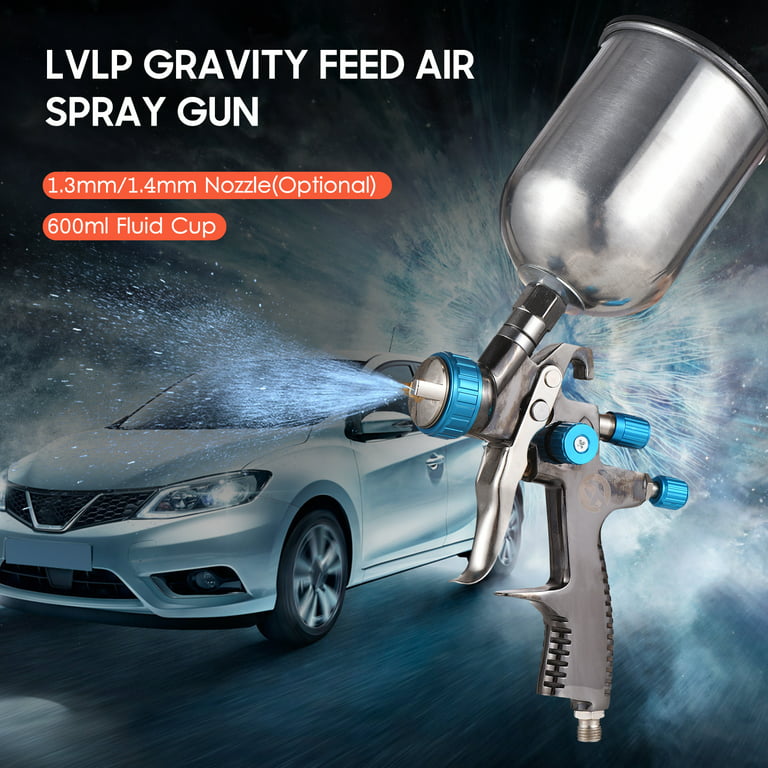 Carevas LVLP Gravity Feed Air Spray Mini Paint Spraying Kit 1.4mm Nozzle  600ml Fluid Cup Air Paint Sprayer for Painting Car Furniture Wall 