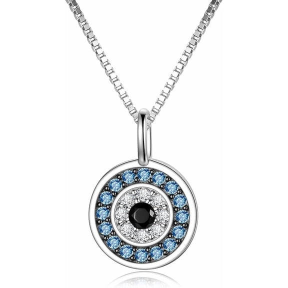 SISGEM Evil Eye Necklace for Women 925 Sterling Silver Greek Protection Evil Eye Necklaces Jewelry Amulet Gift for Women