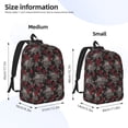 thumbnail image 3 of Naloa Skull and Red Roses Canvas Backpack for Men Women Rucksack Casual Travel Daypack College Tote Satchel Bookbag for Teens-Medium, 3 of 7