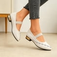 thumbnail image 4 of Eltusu Women Shoes, Pointed Toe Low Heel Fashion Strap Dress Shoes White Size 7.5, 4 of 7