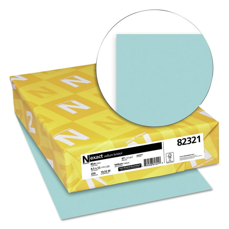 Exact Vellum Bristol Cover Stock, 67 lb Bristol Weight, 8.5 x 11, Blue, 250/Pack Exact Vellum Bristol Cover Stock, 67 lb Bristol Weight, 8.5 x 11, Blue, 250/Pack
