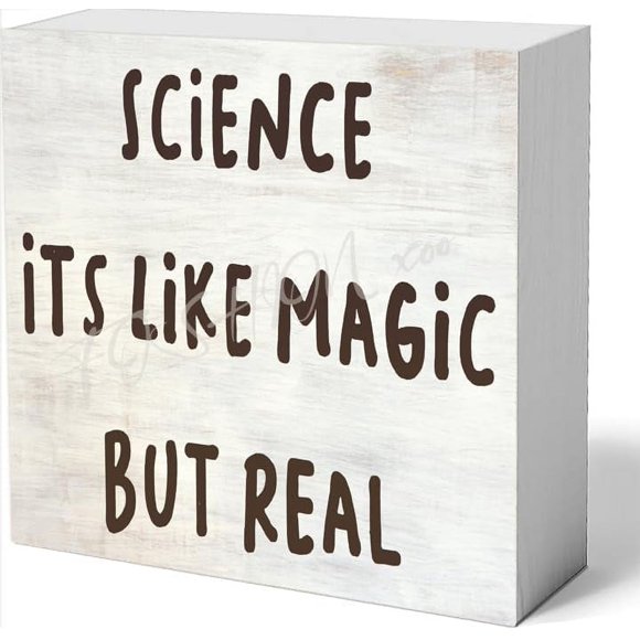 Wood Box Sign Science Its Like Magic But Real Wood Box Sign Rustic Wooden Box Sign Farmhouse Home Office Desk Shelf Decor 5x5 Inch