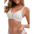thumbnail image 4 of INSPIRE CHIC Women's Lace Trim Plunge Wireless Push Up Everyday Bras Spaghetti Straps Lightweight No Show Triangle Bra M White, 4 of 4