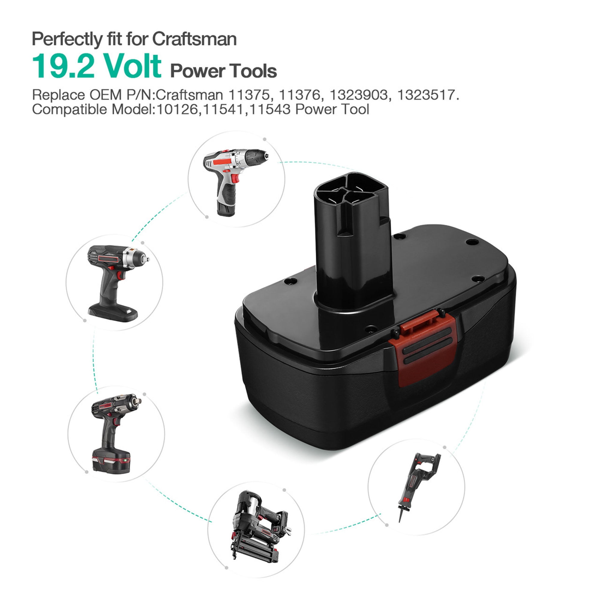 Powerextra 2-Pack 3000mAh 19.2V Replacement Battery for Craftsman C3,  130279005, 11375, 11376, 11045, 1323903, 315.115410, 315.11485, 315.114850,  315.114852 19.2 Volt Craftsman Power Tools Batteries - Walmart.com