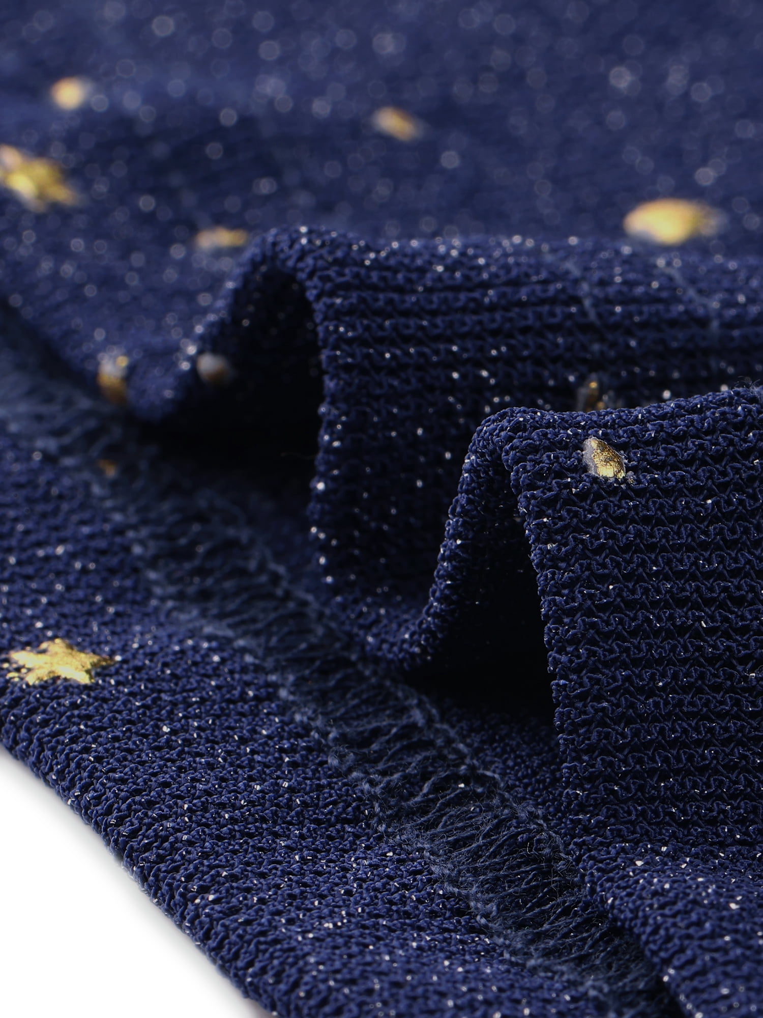 DARING DIVA Stars Print Mesh See Through Top S Dark Blue