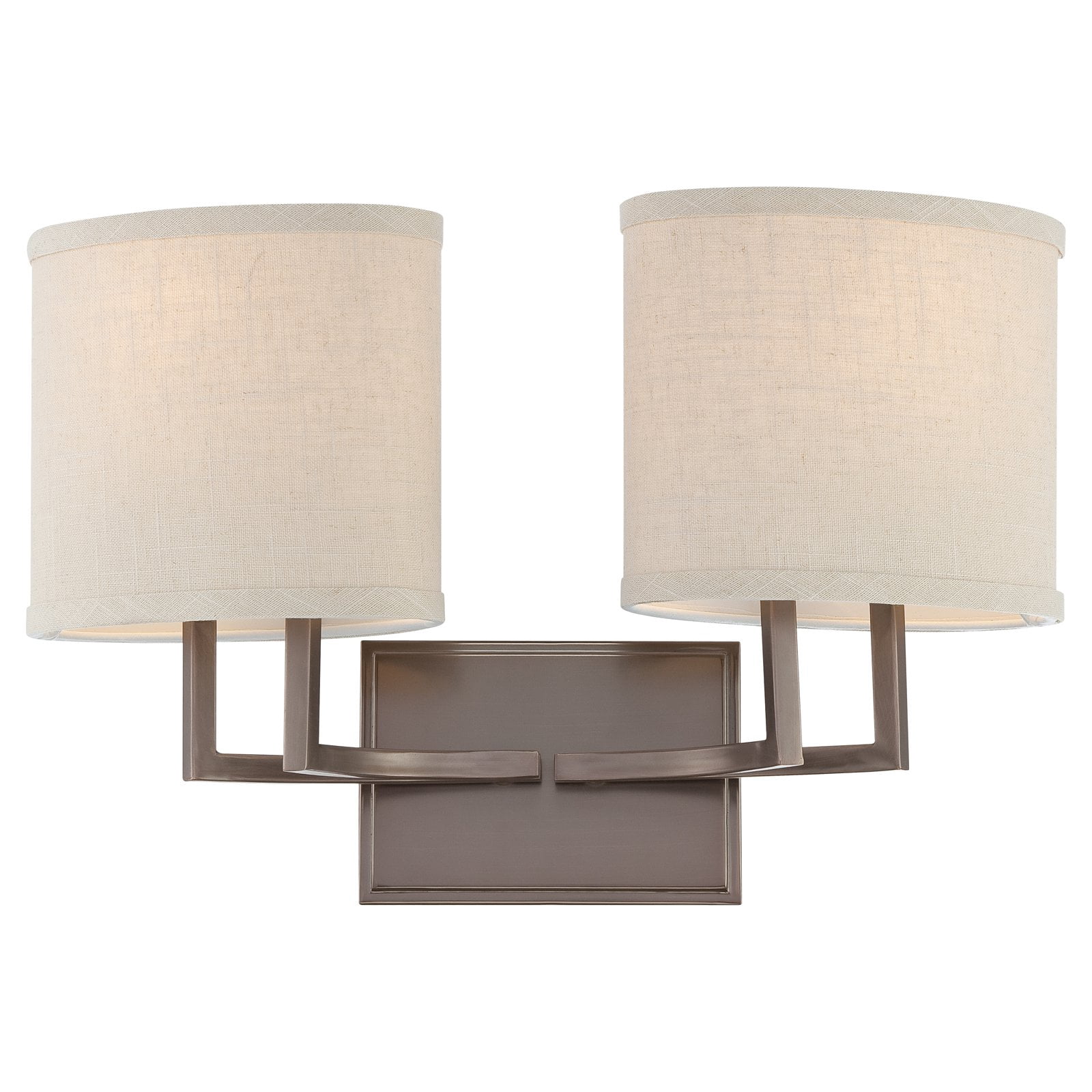 Nuvo Lighting Gemin Bronze and Khaki Fabric Shadesi 2-Light Vanity Fixture