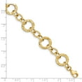 thumbnail image 3 of Real 14kt Yellow Gold Polished and Textured Fancy Link Bracelet; 7.25 inch; for Adults and Teens; for Women and Men, 3 of 3
