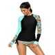 thumbnail image 1 of Traje De Baño De Manga Larga Para Mujer, Traje De Baño De Bloque De Color, Traje De Baño Estampado De Cuello Redondo Suave A La Moda Yuarrent OD016131-08, 1 of 6