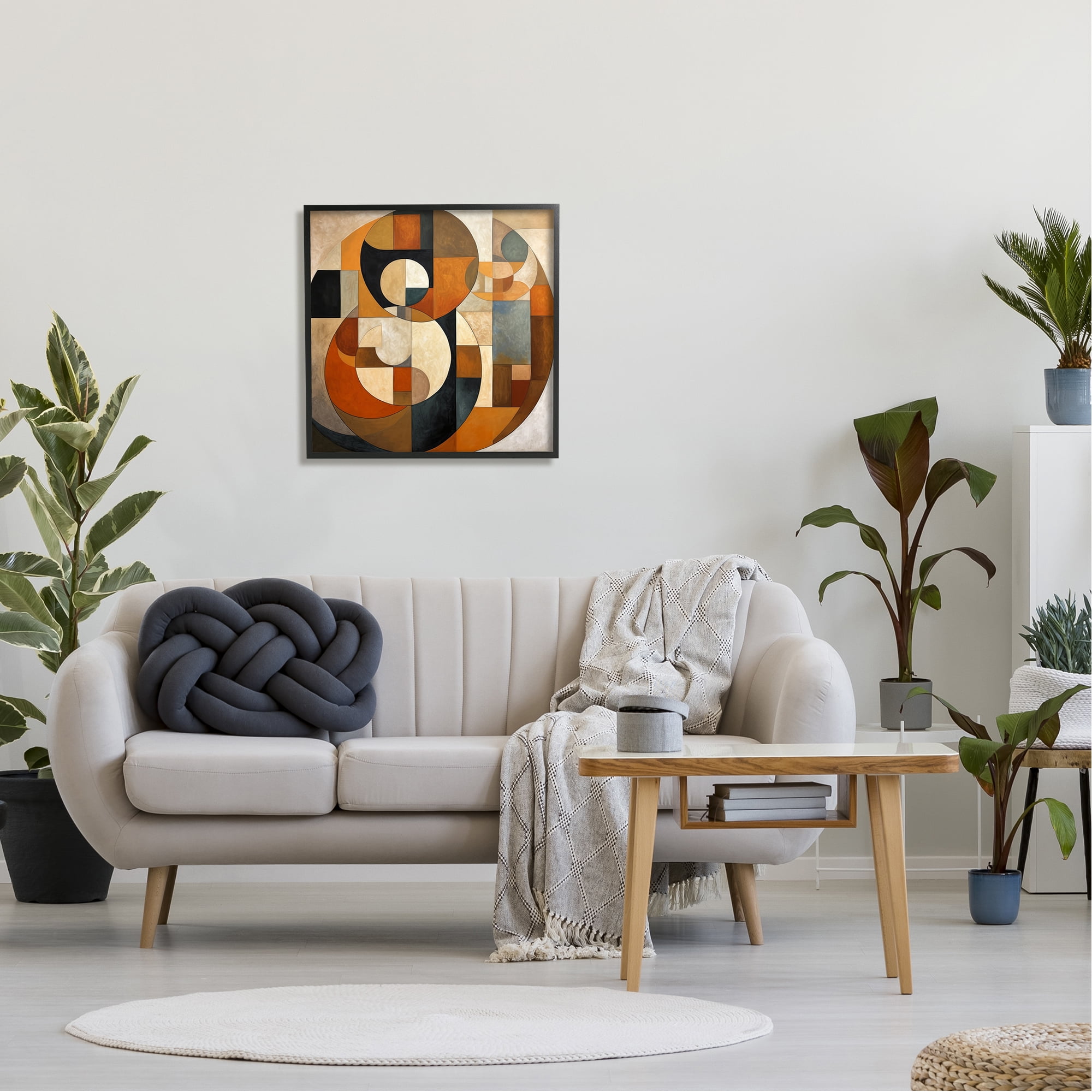Stupell Industries Dark Contemporary Shapes Abstract Painting Black Framed Art Print Wall Art, 24 x 24