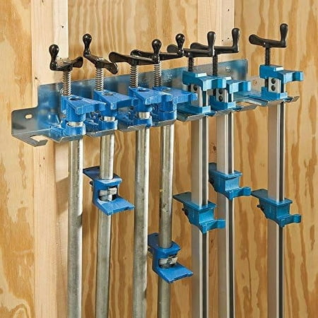 

pipe clamp rack (24-5/8”) - bar clamp rack to store clamps - heavy duty - galvanized steel clamp rack – store 9 clamps up to .30” wide securely on wall