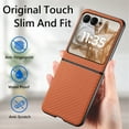 thumbnail image 5 of for Motorola Razr 60 / Razr 2025 Case, Carbon Fiber Leather Slim Protective Cover, Full Protection Strong Impact Resistance Smartphone Protection for Motorola Razr 60 / Razr 2025, Brown, 5 of 12