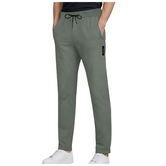 kamemir Work Pants for Men Mens Casual Pants Elastic Waist Lightweight Straight-Legs Fit Summer Trousers (Green,4XL)