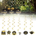 thumbnail image 2 of Meiiso Black Gold Graduation Hanging Set 6pc, Congrats Grad Decor Set with Banner Porch Sign Hanging Honeycomb Centerpieces, 2 of 9