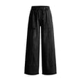 thumbnail image 4 of WJSROAC Womens Wide Leg Cropped Jeans Elastic Waisted Denim Pants Frayed Hem Vintage Drawstring Capri Pants With Large Pockets Y2K Outfits, 4 of 8